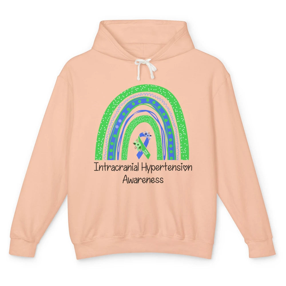 Intracranial Hypertension IIH Awareness Blue Green Rainbow Unisex Lightweight Hoodie