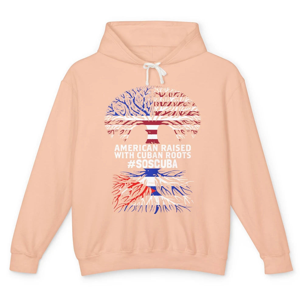 American Raised With Cuban Roots Cuban Flag Cuban Tree Unisex Lightweight Hoodie