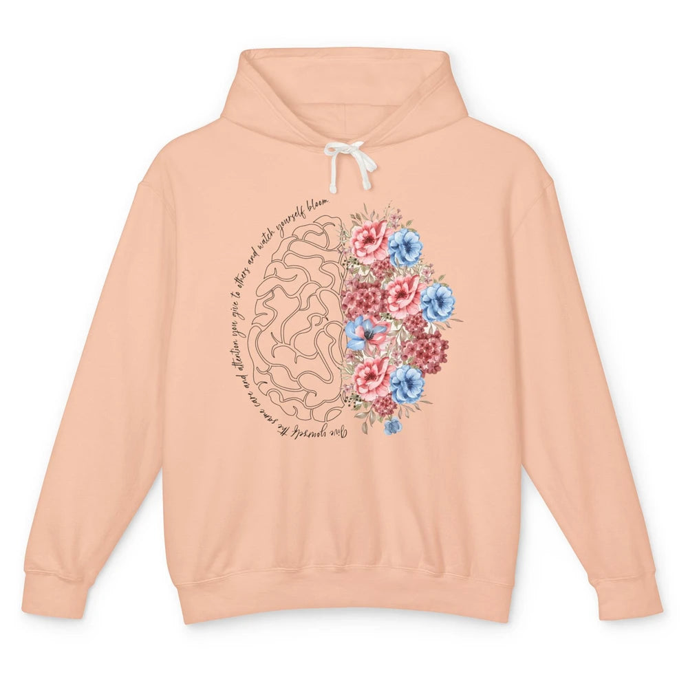 Brain Anatomy Nurse Blooming Flowers Nursing Anatomical Gift Unisex Lightweight Hoodie