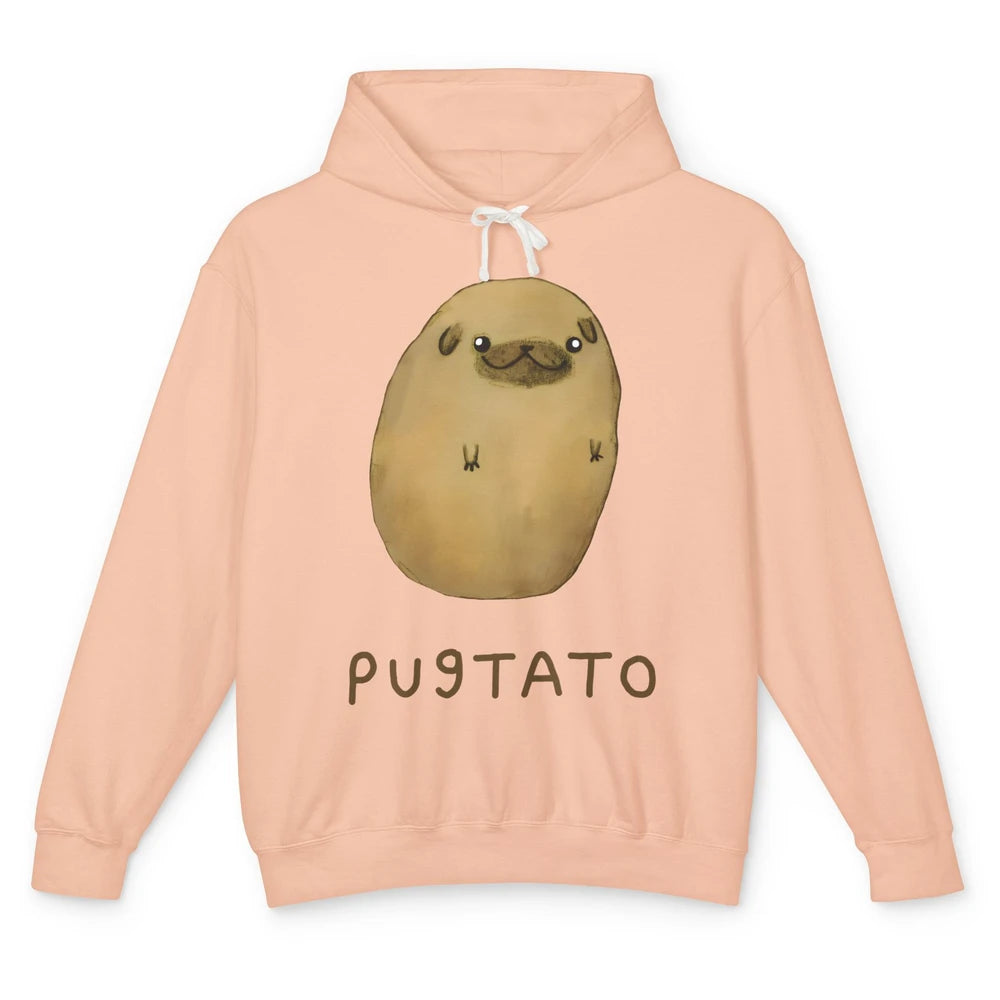 Funny Pug And Potato Pugtato Parody Pug Mom Dog Lady Gift Unisex Lightweight Hoodie