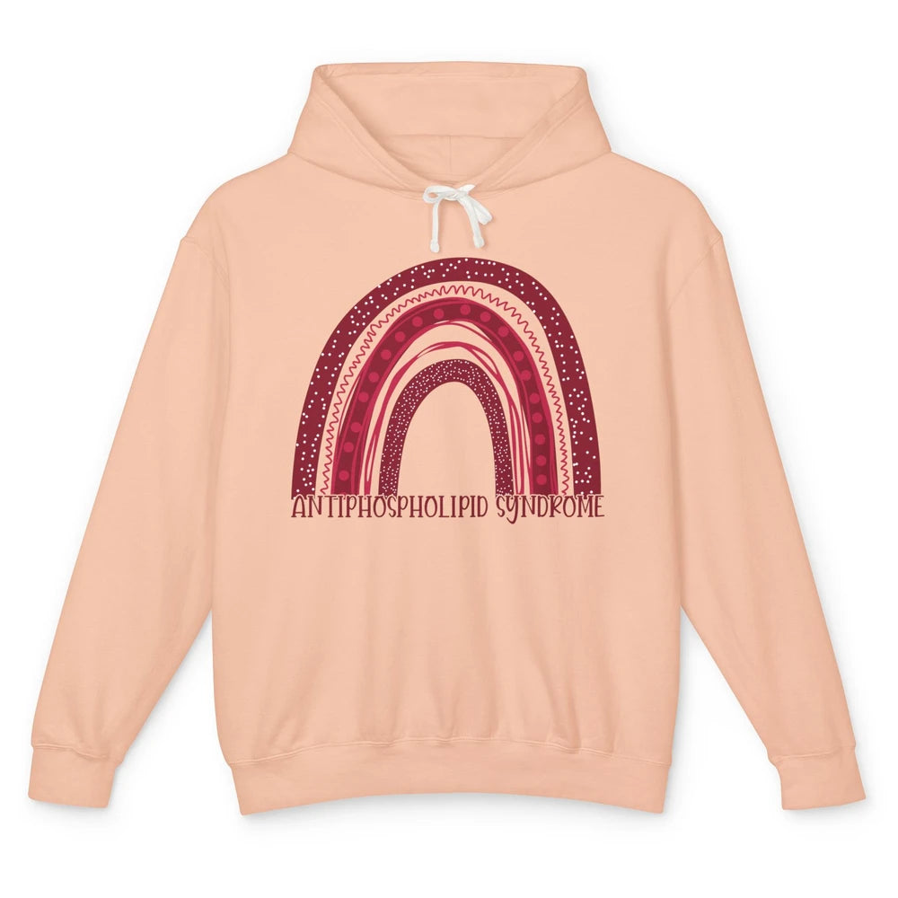 Antiphospholipid Syndrome Awareness APS Burgundy Rainbow Unisex Lightweight Hoodie