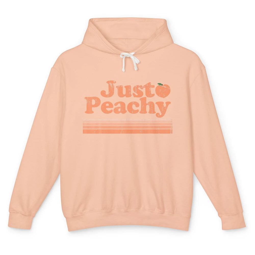 Just Peachy Retro 70s Georgia Peaches Summer Fruit Vegan Unisex Lightweight Hoodie