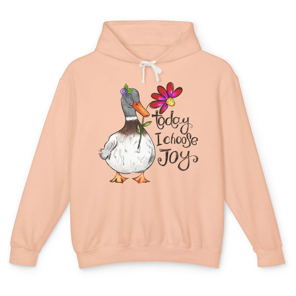 Christian Duck Today I Choose Joy Bible Verse Hand Drawn Unisex Lightweight Hoodie