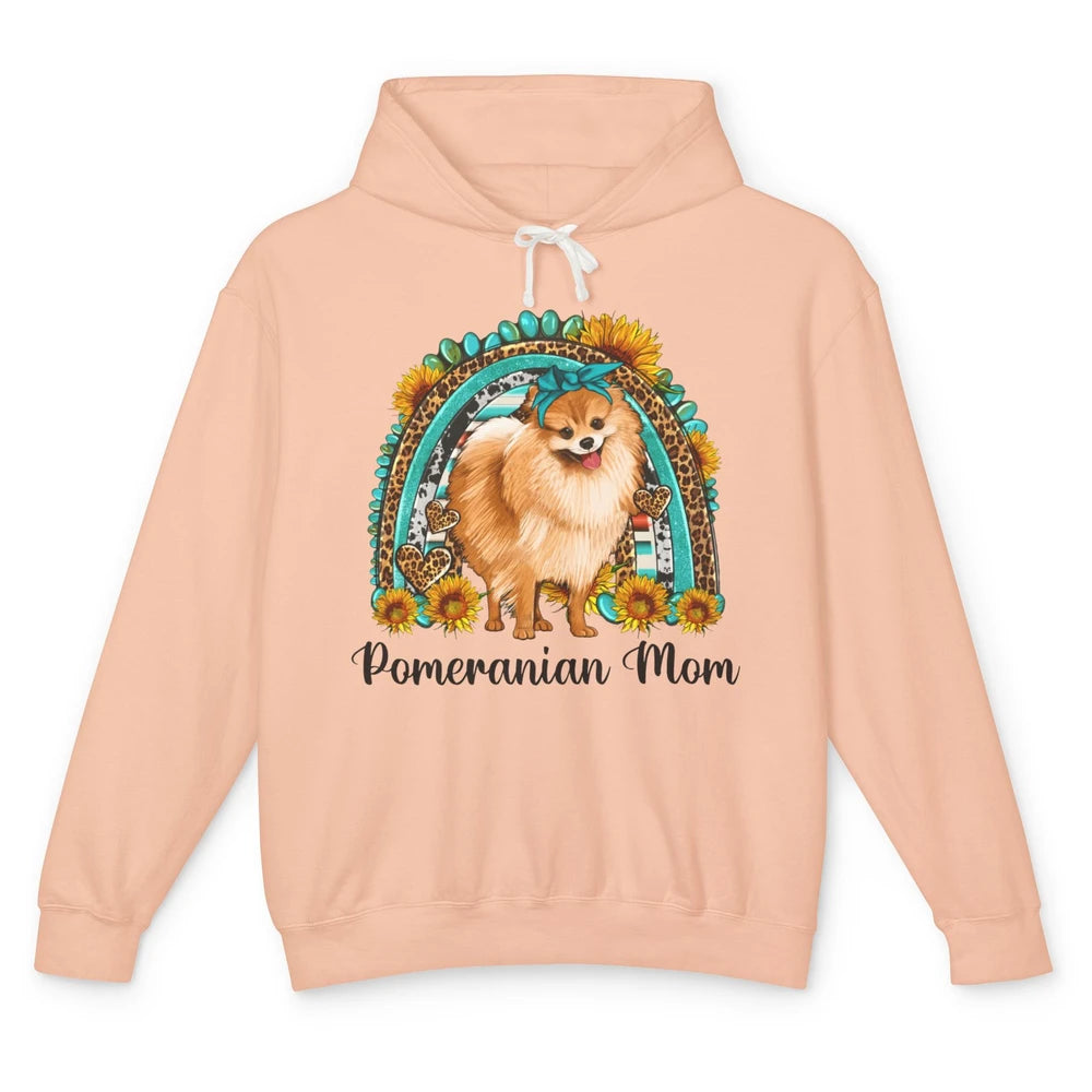 Sunflower Leopard Pomeranian Mom Rainbow Gemstone Western Unisex Lightweight Hoodie