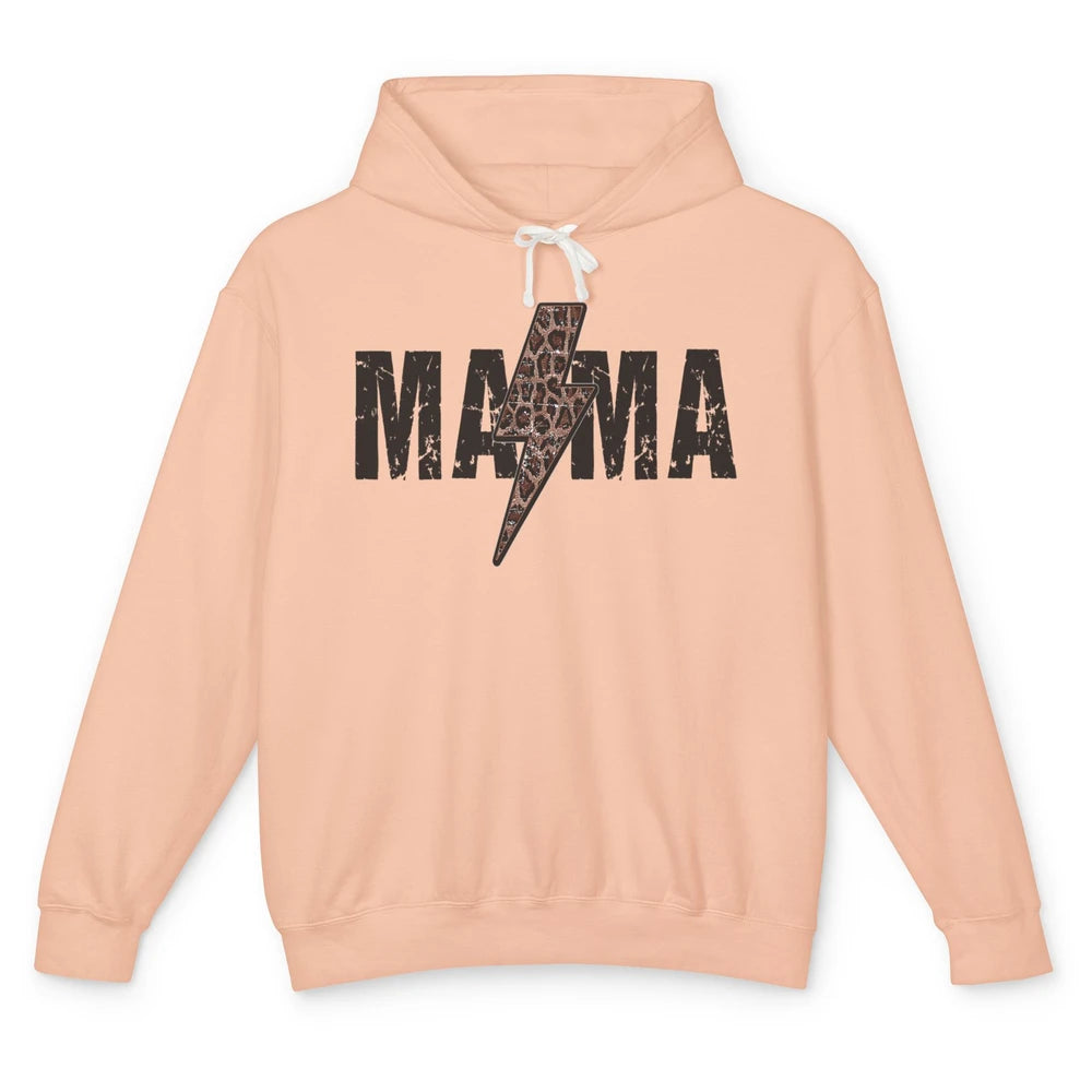 Mama Lightning Bolt Leopard Cheetah Print Mom Mothers Day Unisex Lightweight Hoodie