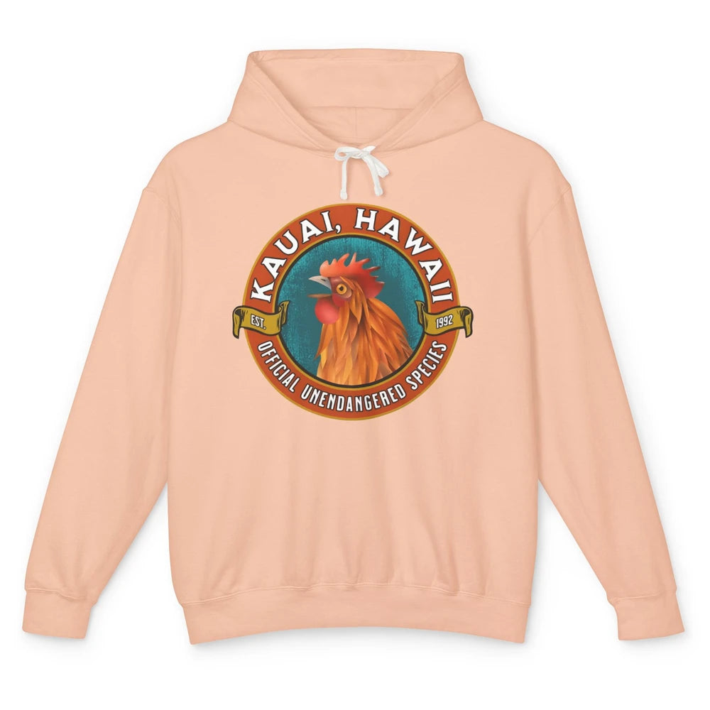 Funny Chicken Rooster Kauai Hawaii Unendangered Species Unisex Lightweight Hoodie