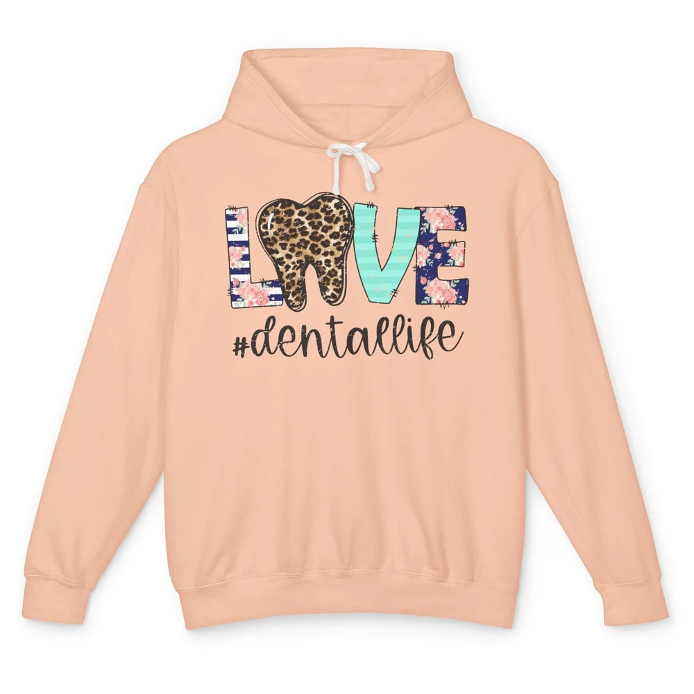 Leopard Teeth Love Dental Life Dental Hygienist Dentistry Unisex Lightweight Hoodie