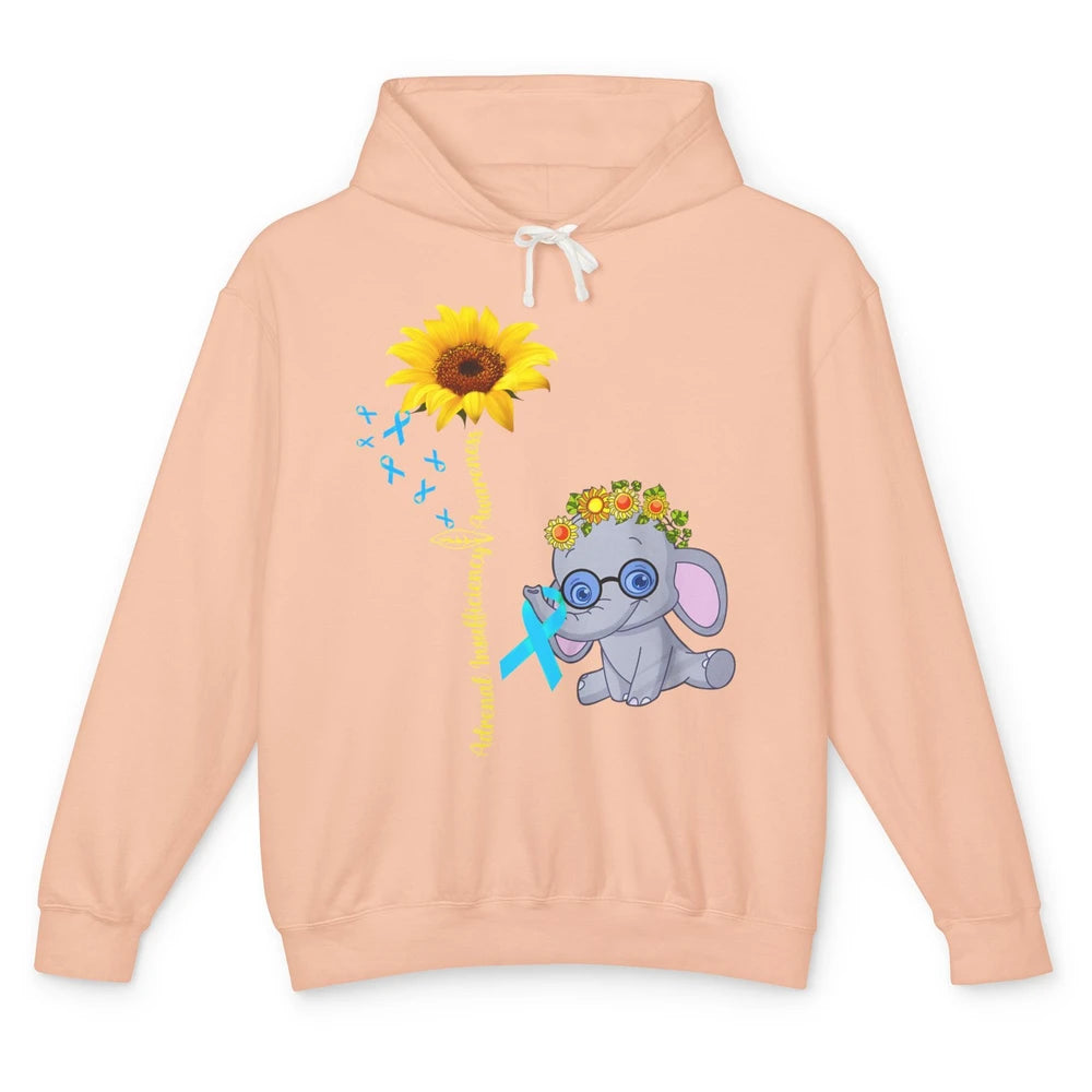 Adrenal Insufficiency Awareness Baby Elephant Sunflower Unisex Lightweight Hoodie