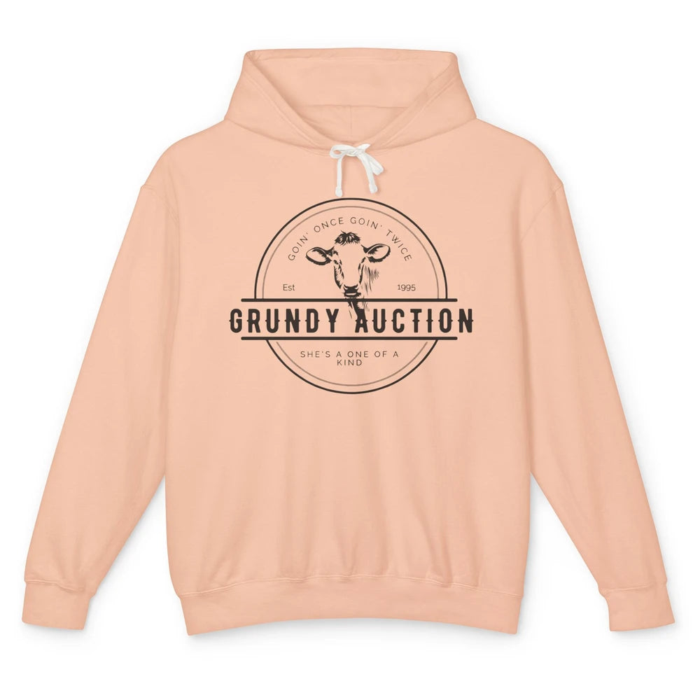 Retro Cow Cattle Grundy County Auction Western Country Farm Unisex Lightweight Hoodie