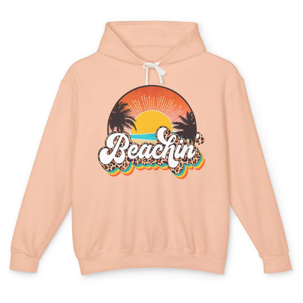 Beachin' Leopard Retro Summer Sunset Beach Lovers Vacation Unisex Lightweight Hoodie