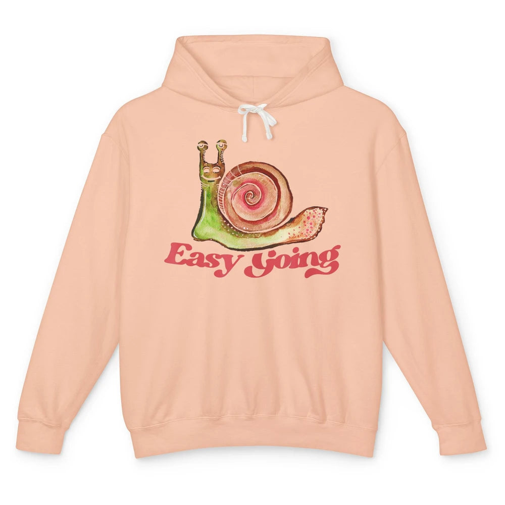 Funny Watercolor Easy Going Snails Pun Nature Animal Snail Unisex Lightweight Hoodie