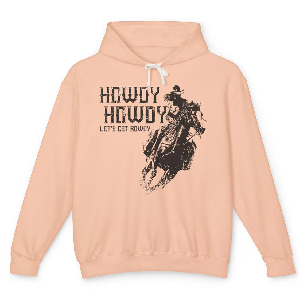 Retro Howdy Cowboy Rodeo Riding Horse Western Country Men Unisex Lightweight Hoodie