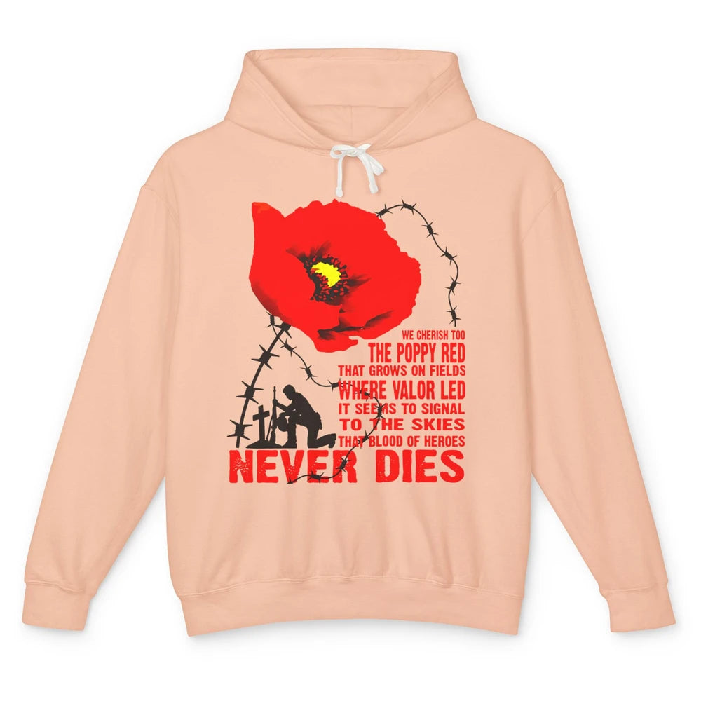 Memorial Day We Cherish Too The Poppy Red US Pride Gift Unisex Lightweight Hoodie