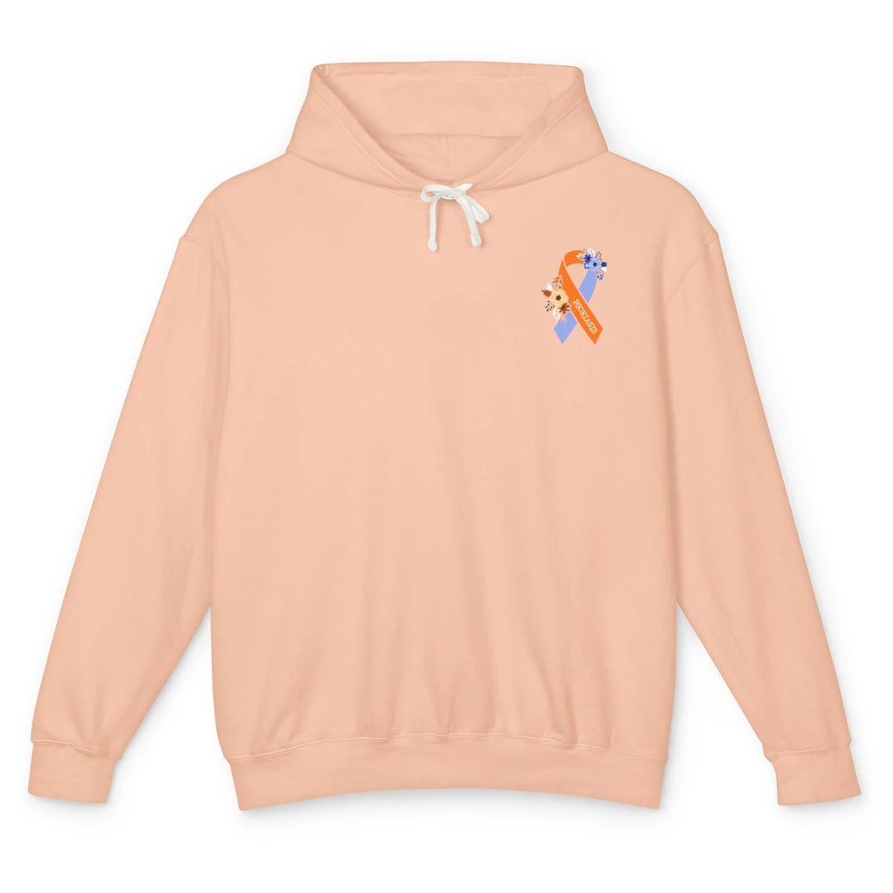 Psoriasis Awareness Floral Ribbon Rainbow Skin Diseases Unisex Lightweight Hoodie