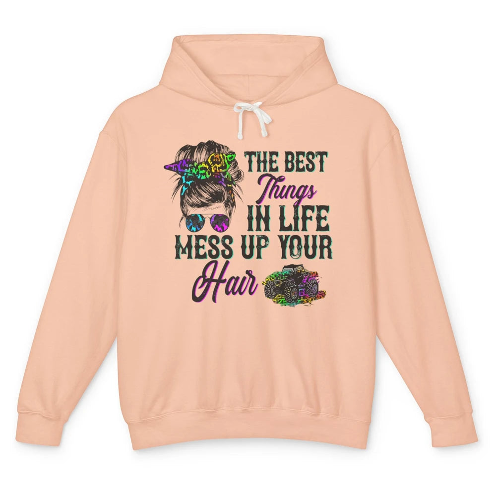 Messy Bun Mess Up Hair UTV SXS Life Rider Offroad Leopard Unisex Lightweight Hoodie