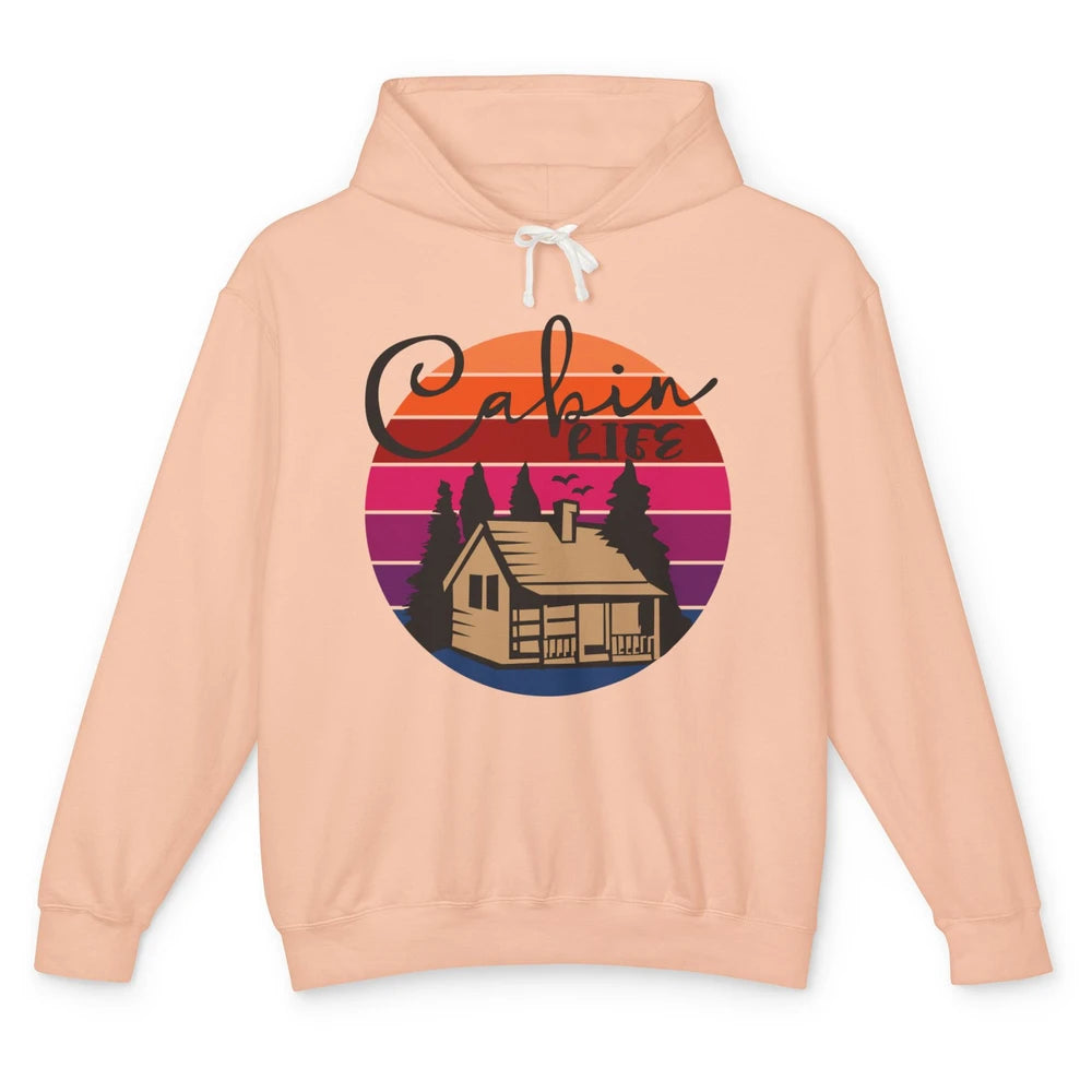 Cabin Life Vintage Cabin Camping Northern Lakes Outdoor Life Unisex Lightweight Hoodie