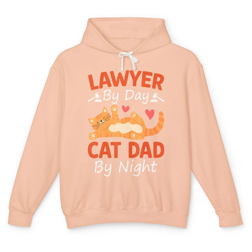 Funny Lawyer By Day Cat Dad By Night Pet Owner Joke Father Unisex Lightweight Hoodie