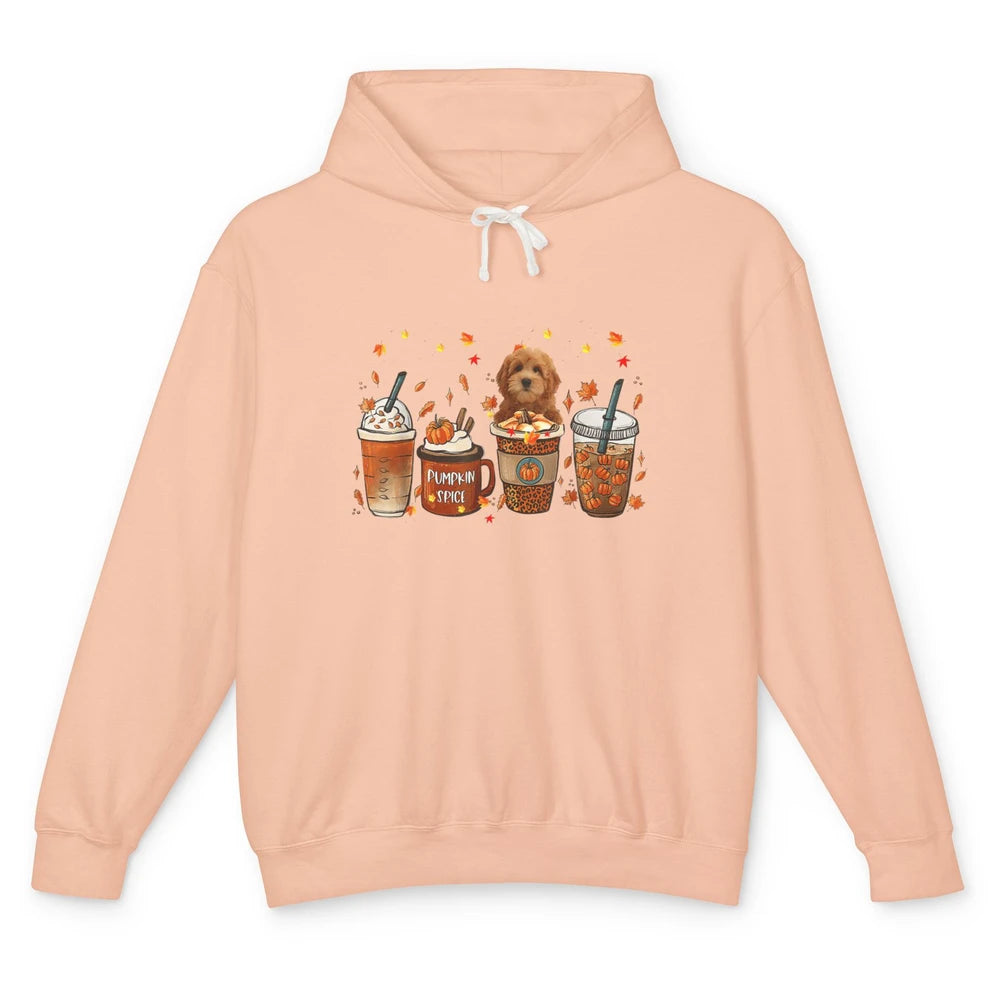 Golden Doodle Dog Fall Coffee Pumpkin Spice Dog Thanksgiving Unisex Lightweight Hoodie