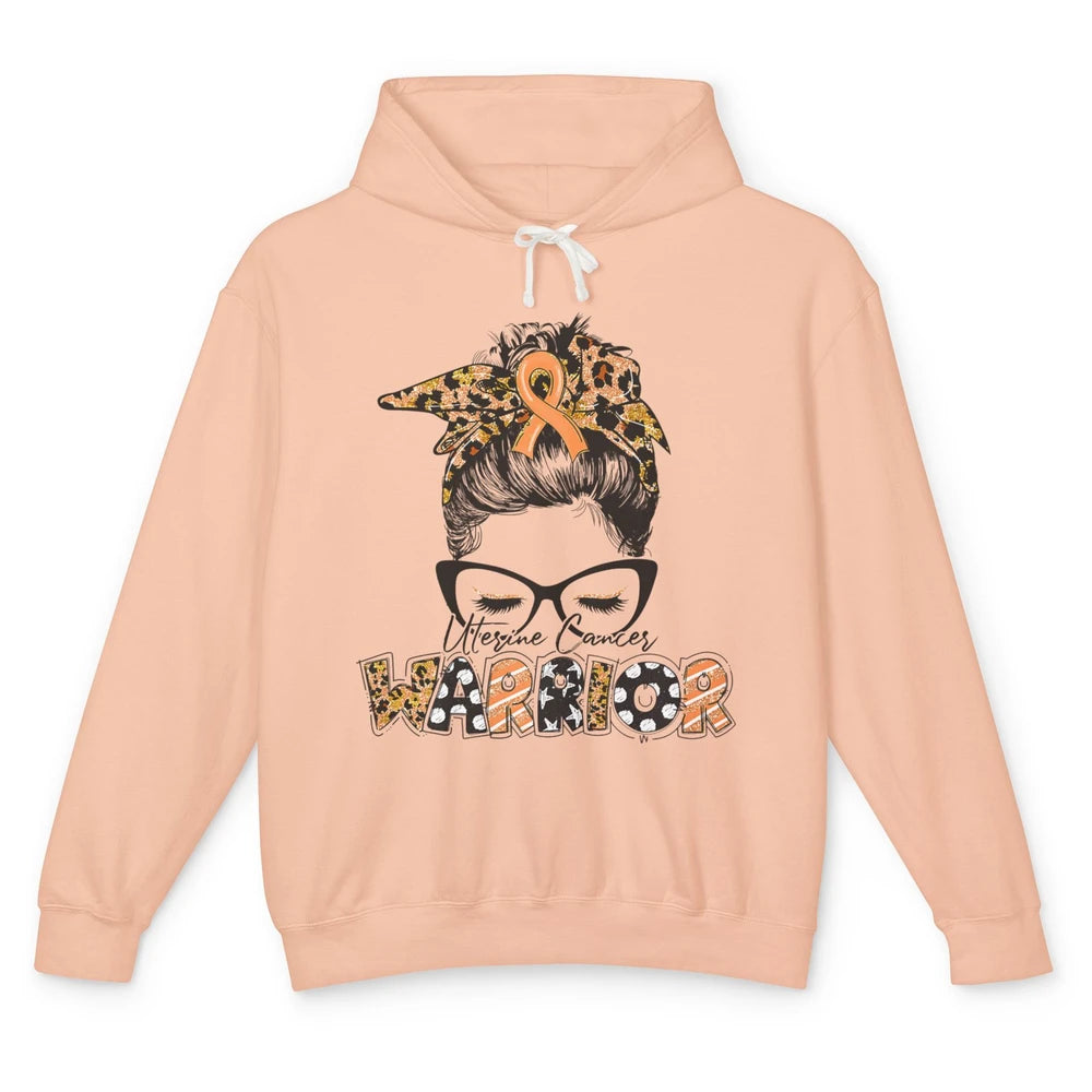 Messy Hair Leopard Woman Warrior Uterine Cancer Awareness Unisex Lightweight Hoodie