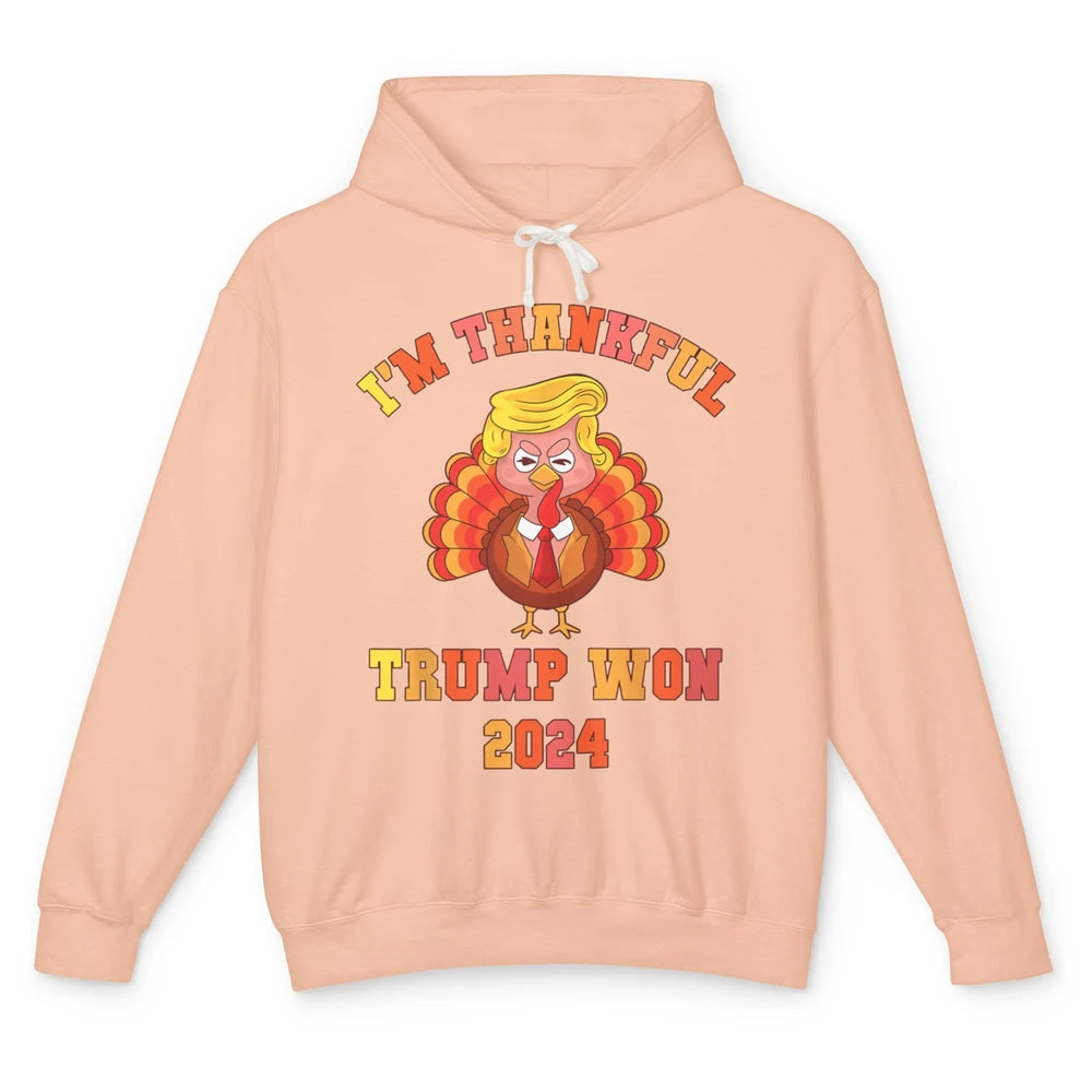 Funny Donald Trump Make Thanksgiving Great Again Thankful Trump Won Republican Unisex Lightweight Hoodie