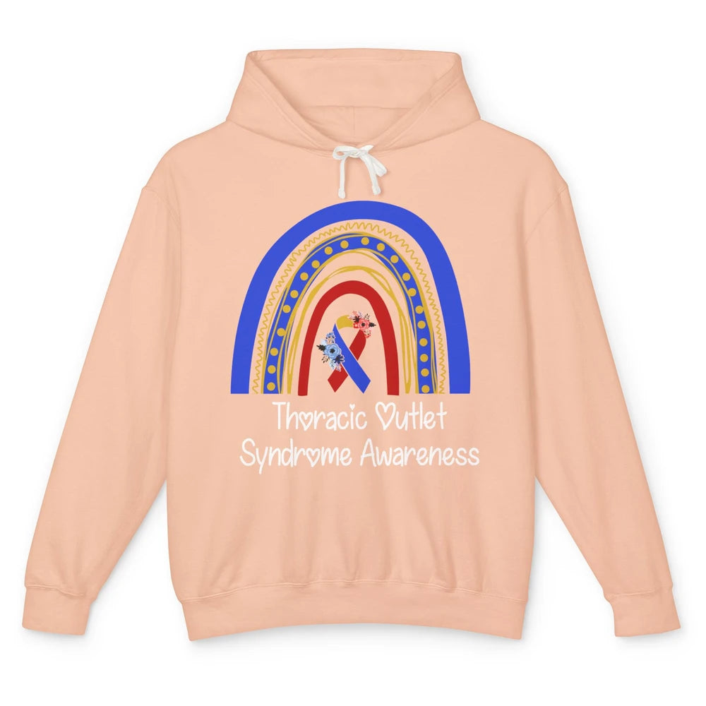 Thoracic Outlet Syndrome Awareness Floral Blue Red Rainbow Unisex Lightweight Hoodie