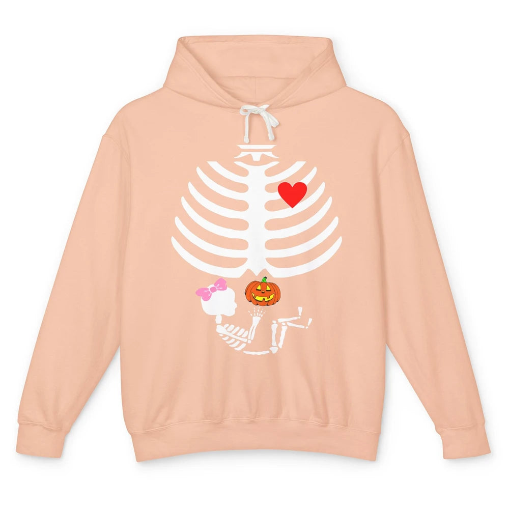 Baby Girl Skeleton Pregnancy Reveal Halloween Mom Costume Unisex Lightweight Hoodie