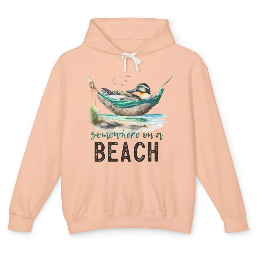 Mallard Duck Somewhere On A Beach Funny Duck Hunting Summer Unisex Lightweight Hoodie