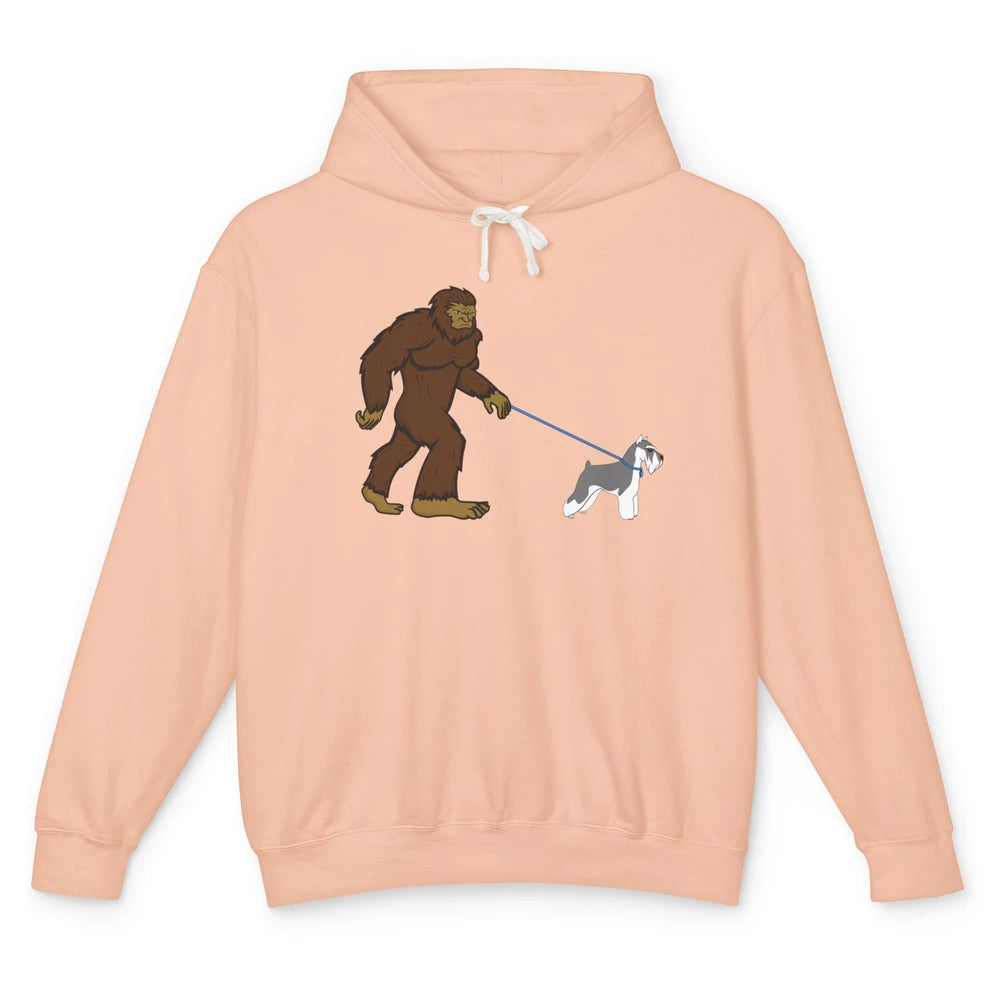 Funny Bigfoot Sasquatch Walking Schnauzer Dog Mom Gift Unisex Lightweight Hoodie