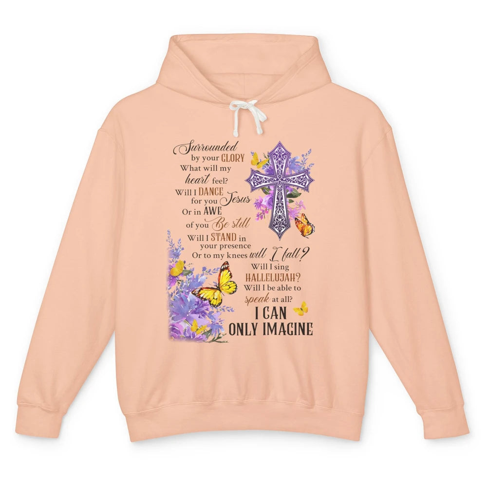 Floral Christian Cross I Can Imagine Bible Verse Religious Unisex Lightweight Hoodie