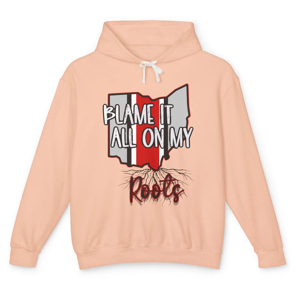 Retro Ohio Map Blame It All On My Roots Ohio Pride Gift Unisex Lightweight Hoodie