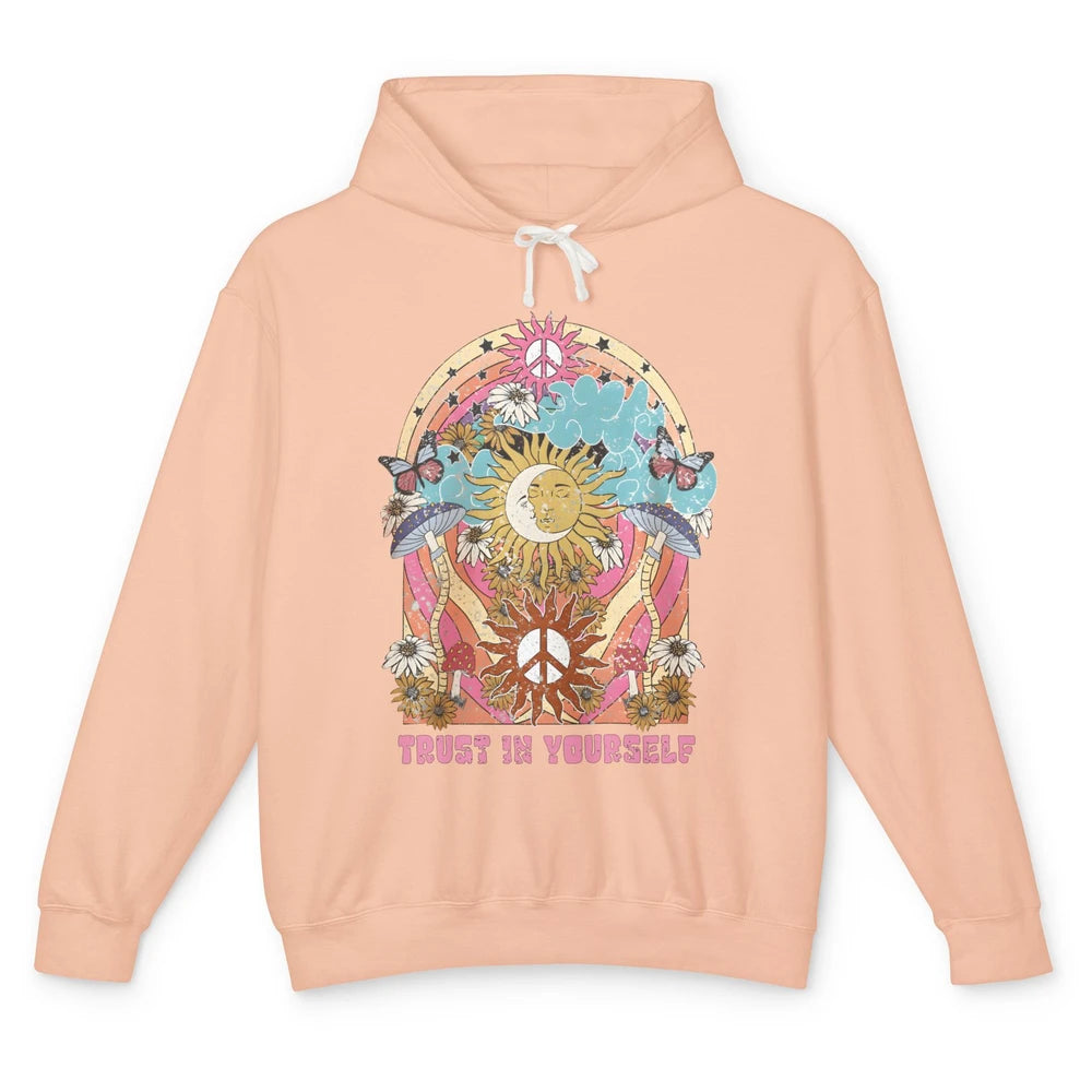 Hippie Trust Yourself Mystic Moon Sun Boho Positive Mushroom Unisex Lightweight Hoodie