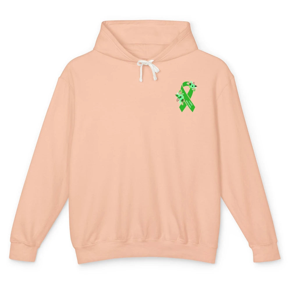 Long Hauler Awareness Support Floral Green Ribbon Pocket Unisex Lightweight Hoodie