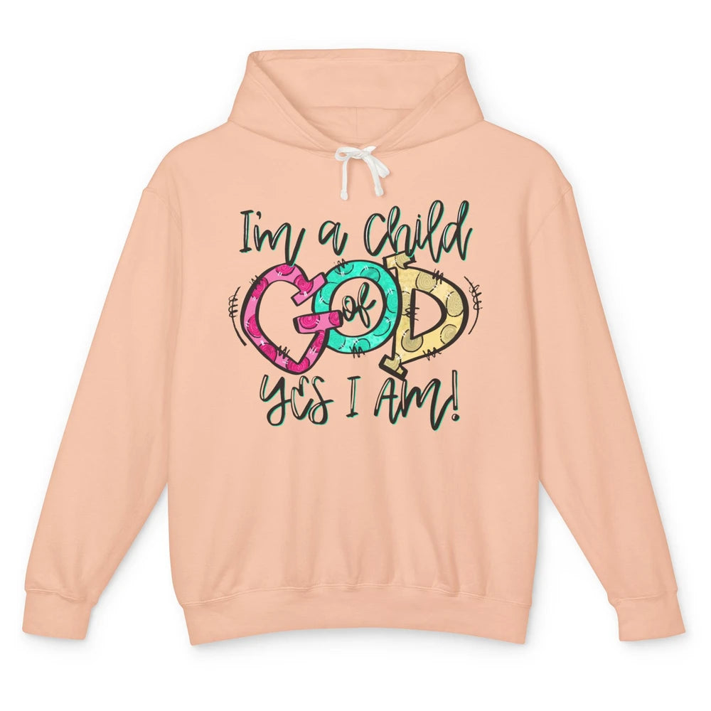 Christian I'm Child of God Hand Drawn Bible Verse Religious Unisex Lightweight Hoodie