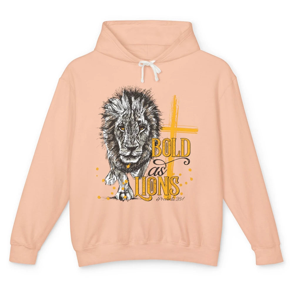 Bold As Lion Of Judah Bible Verse Christian Faith Religious Unisex Lightweight Hoodie