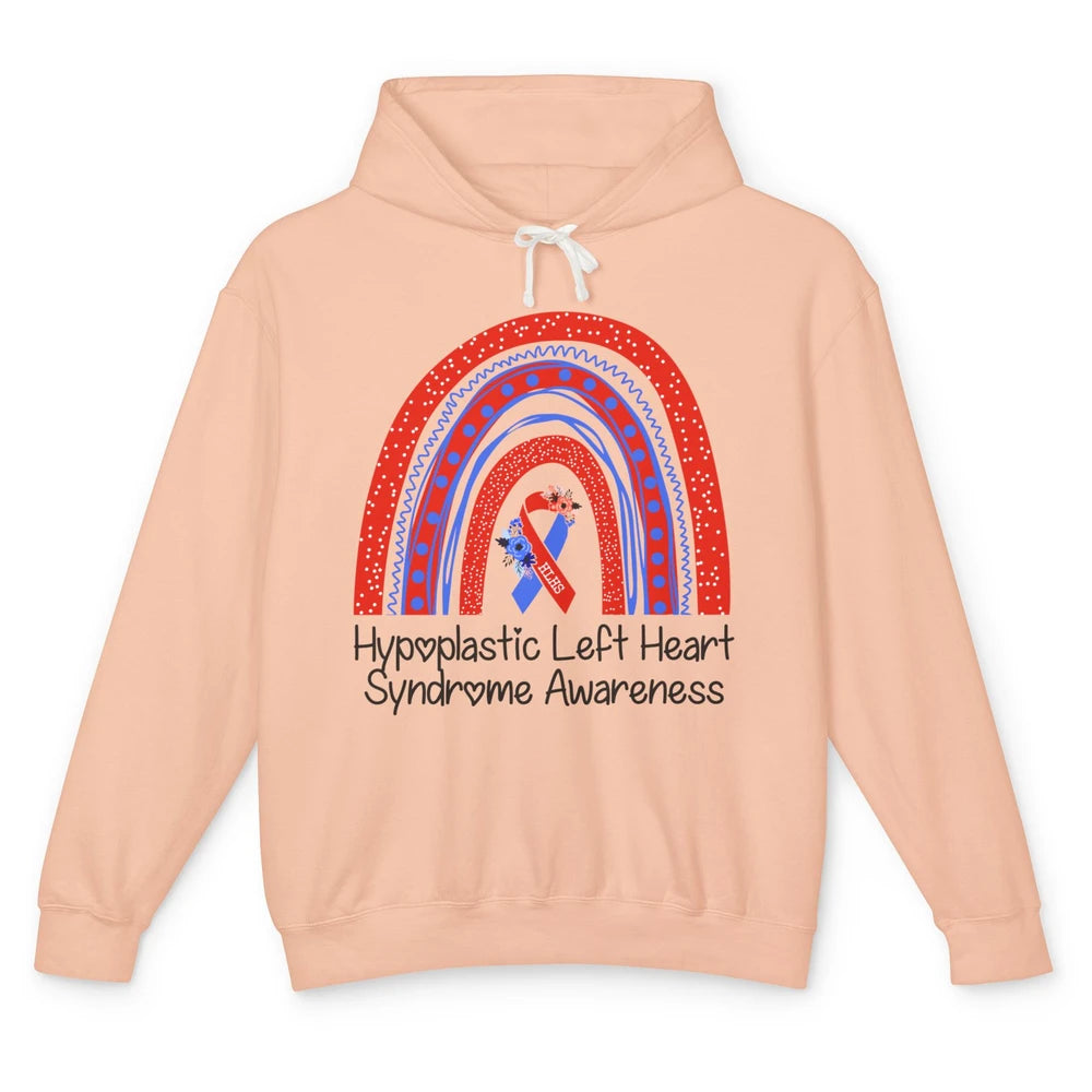 Hypoplastic Left Heart Syndrome Awareness Red Blue Rainbow Unisex Lightweight Hoodie