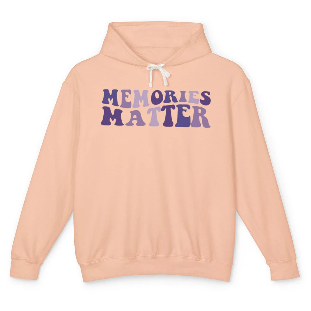 Alzheimer Awareness Groovy Memories Matter Purple Warrior Unisex Lightweight Hoodie