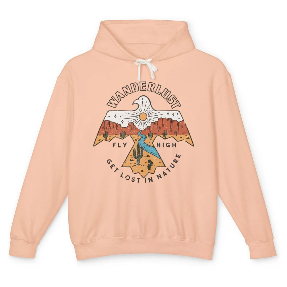 Vintage Eagle Desert Wanderlust Get Lost In Nature Outdoor Unisex Lightweight Hoodie