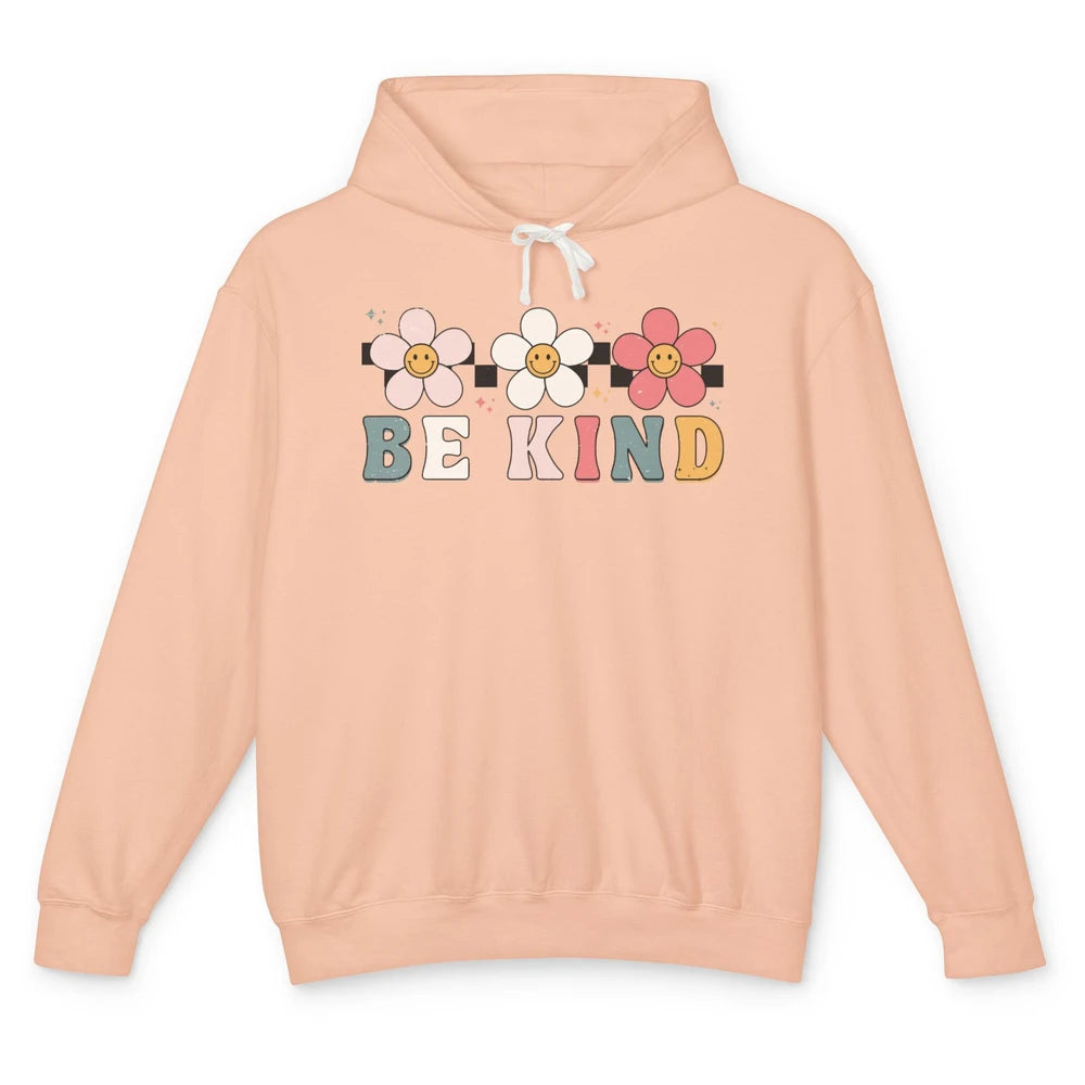 Be Kind Smiling Face Daisy Boho Mental Health Matter Retro Unisex Lightweight Hoodie