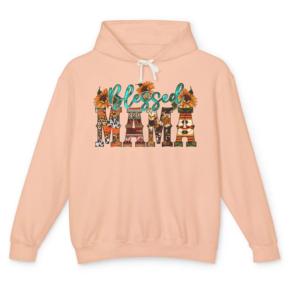 Leopard Sunflower Blessed Mama Western Mama Mothers Day Unisex Lightweight Hoodie