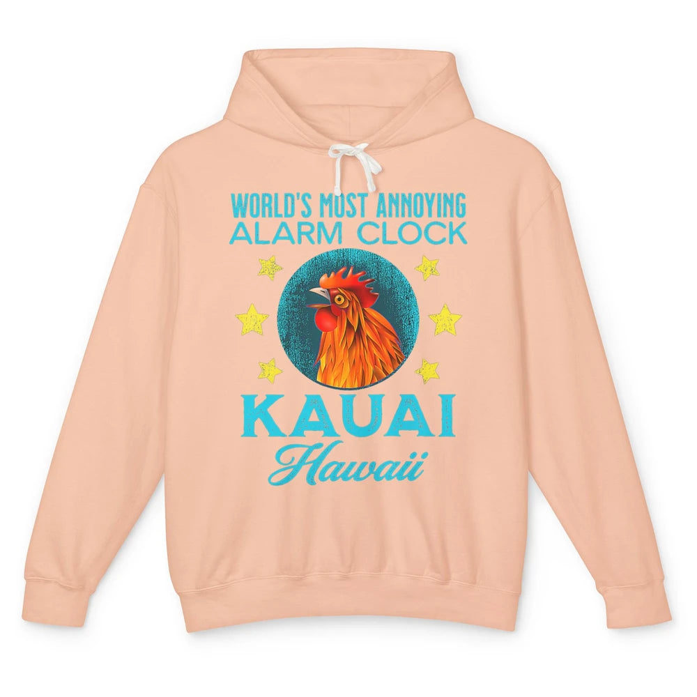 Kauai Hawaii Alarm Clock Chicken Rooster Hawaiian Beach Trip Unisex Lightweight Hoodie