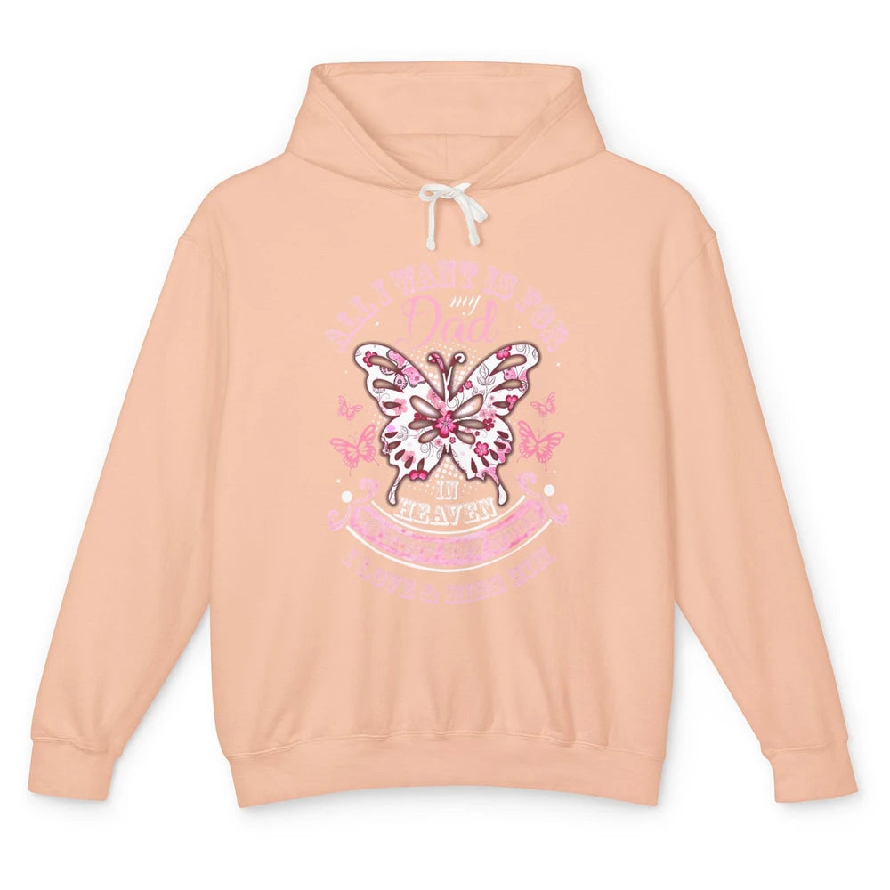 Heaven Beautiful Dad In Heaven Angel Butterfly Papa Guardian Unisex Lightweight Hoodie