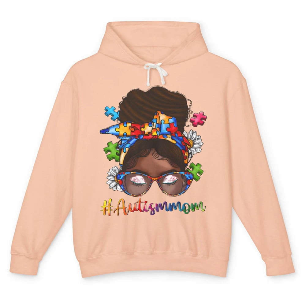 Autism Afro Mom Curly Hair American African Autism Awareness Unisex Lightweight Hoodie