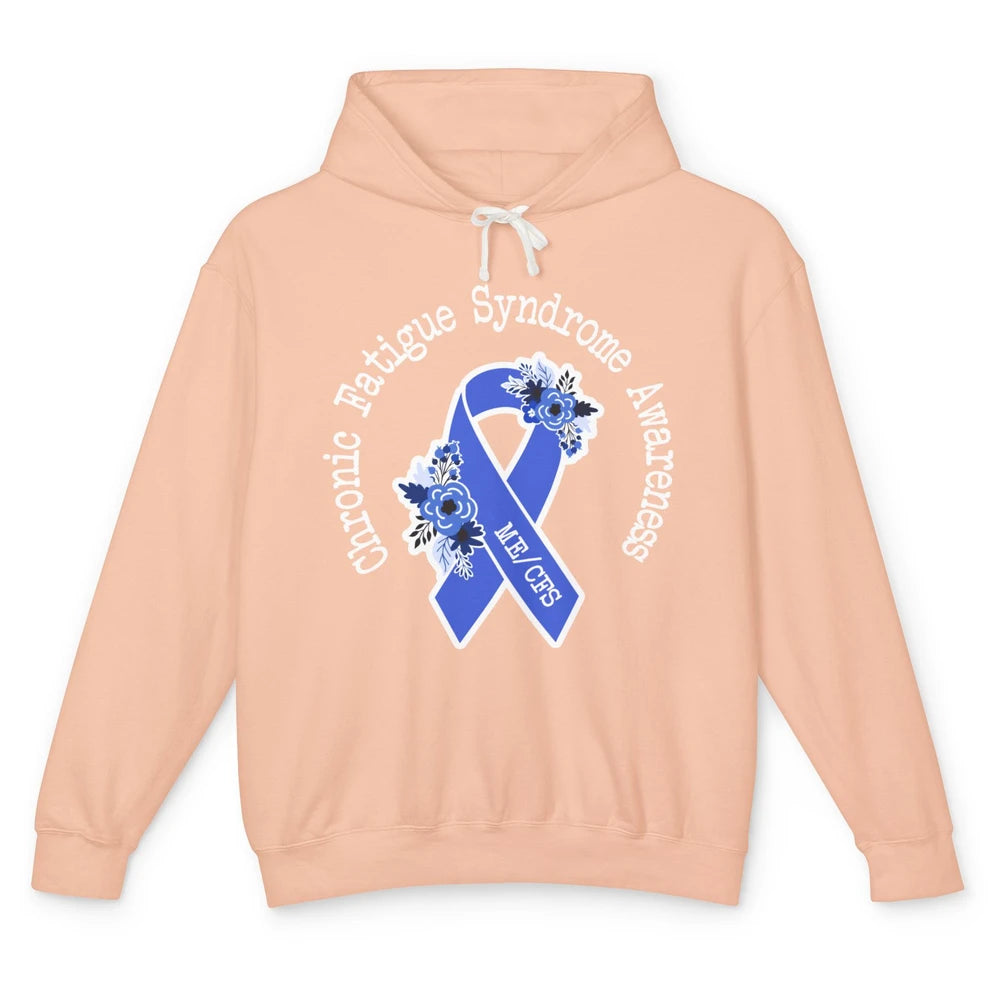 ME/CFS Chronic Fatigue Syndrome Awareness Floral Blue Ribbon Unisex Lightweight Hoodie