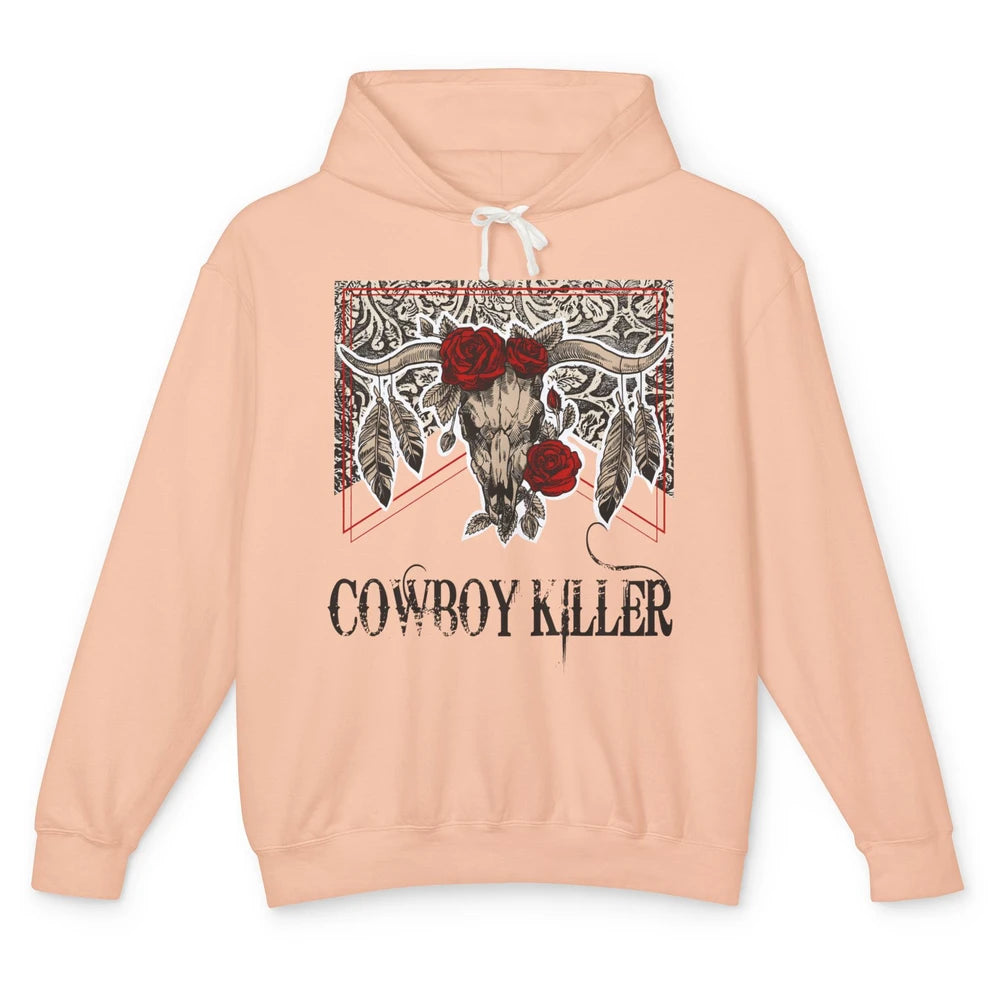 Texas Floral Skull Cowboy Killer Western Country Vintage Unisex Lightweight Hoodie