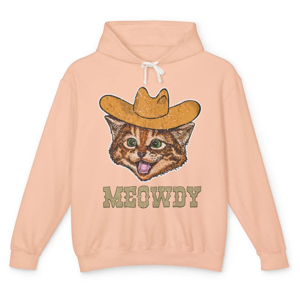 Funny Retro Cat Cowboy Meowdy Western Country Cat Lovers Unisex Lightweight Hoodie