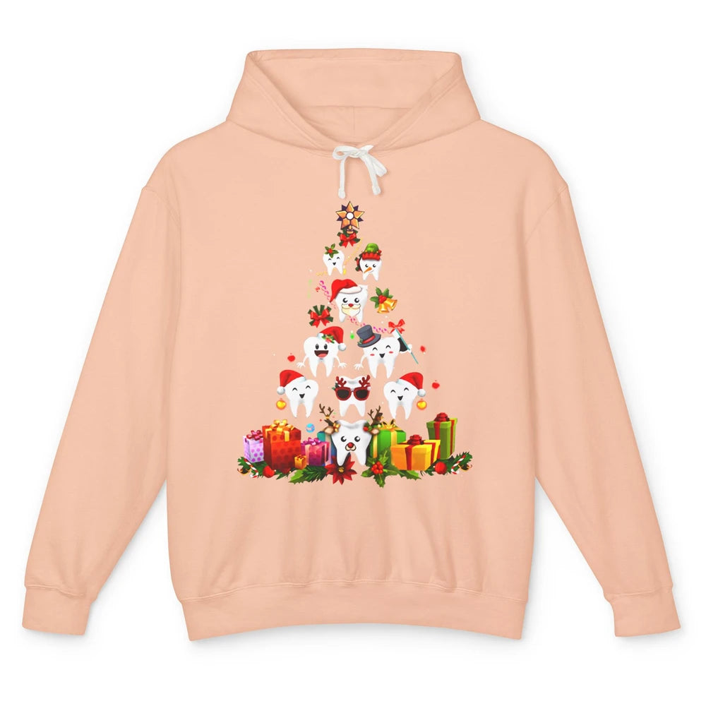 Funny Dentist Cute Teeth Christmas Tree Dental Christmas Unisex Lightweight Hoodie