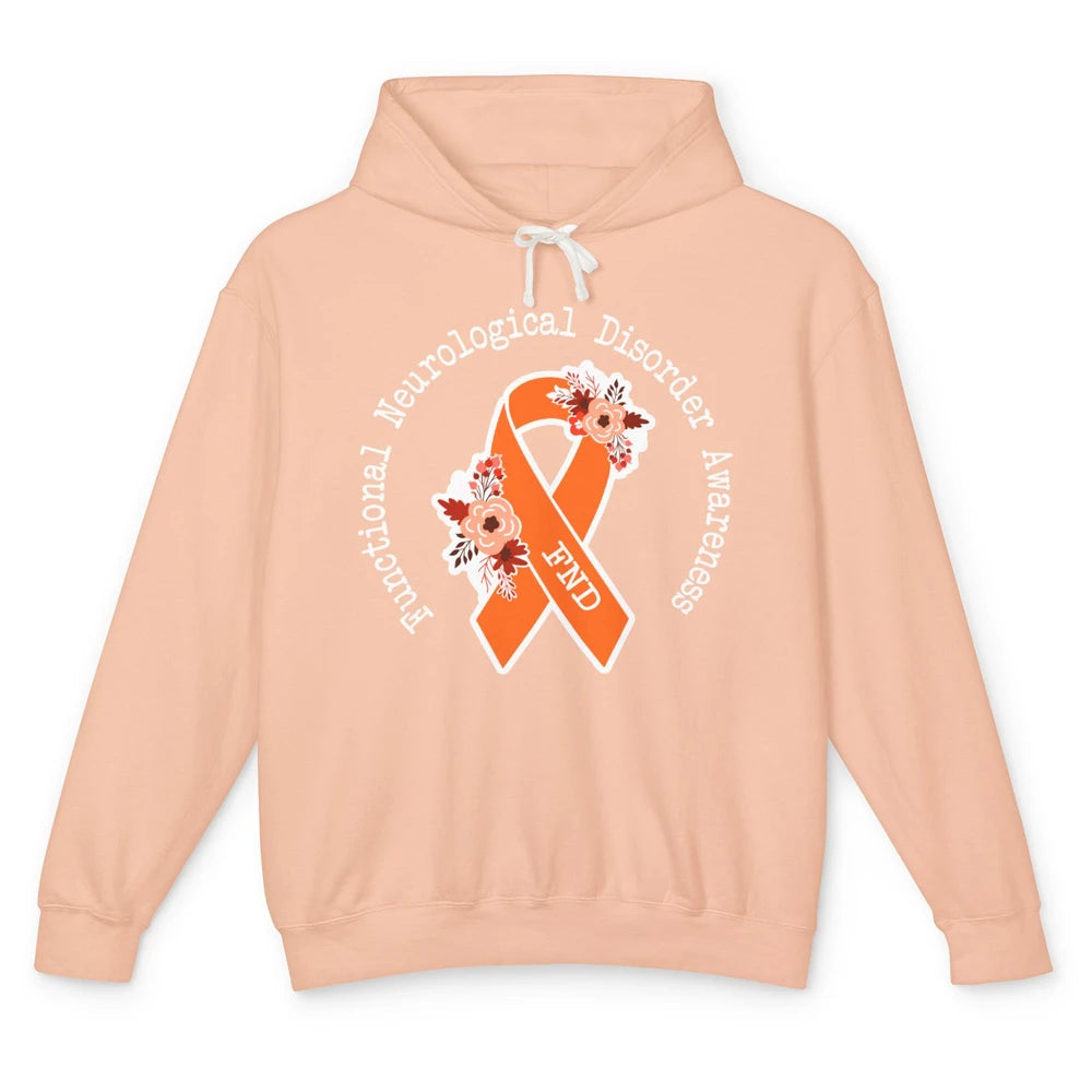 Functional Neurological Disorder Awareness FND Orange Ribbon Unisex Lightweight Hoodie