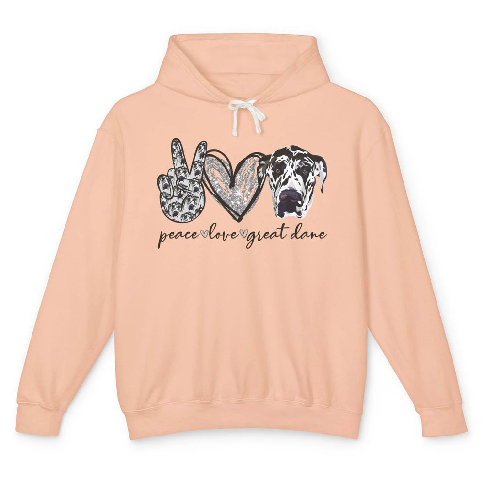 Peace Love Great Dane Dog Lovers Great Dane Mothers Fathers Unisex Lightweight Hoodie