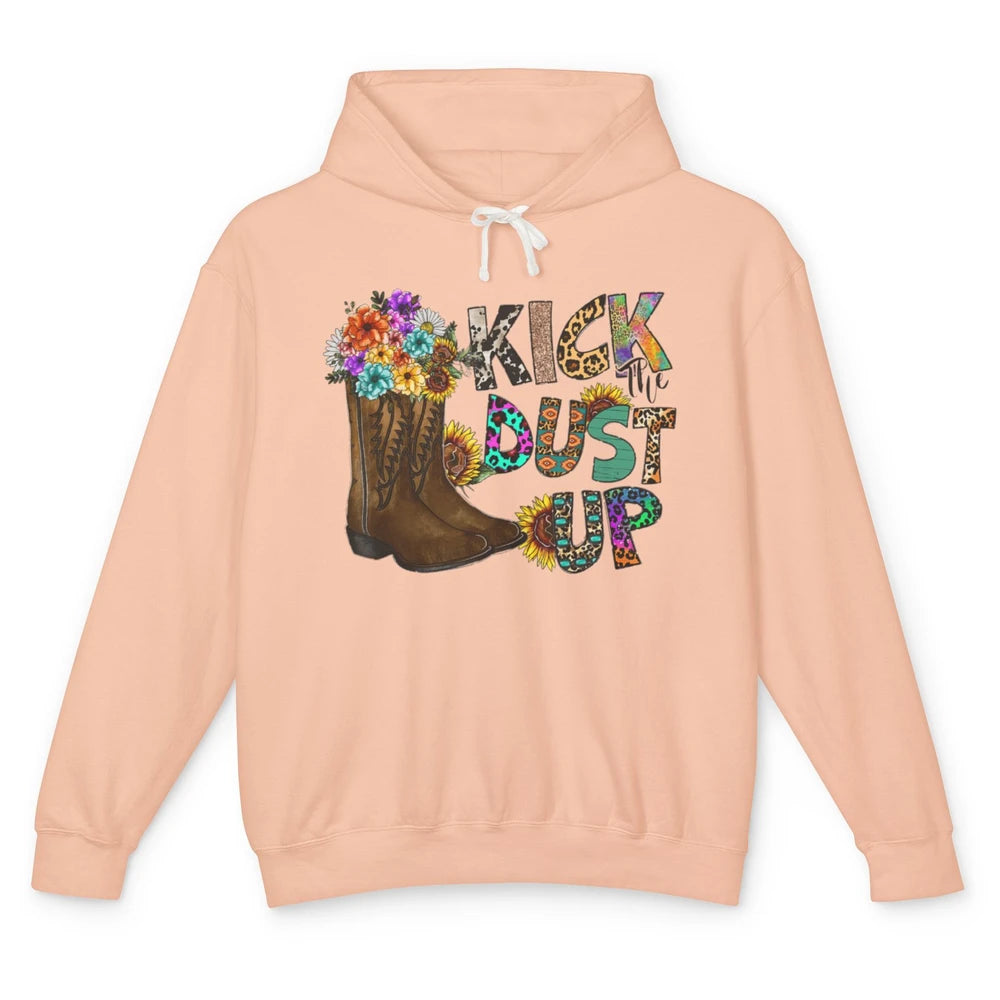 Floral Cowgirl Boots Kick Dust Up Sunflower Leopard Rodeo Unisex Lightweight Hoodie