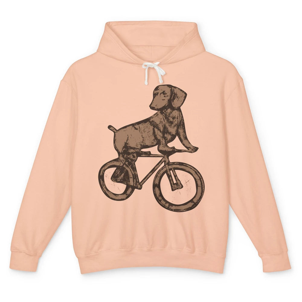 Dachshund On A Bike Funny Dachshund Bicycle Lovers Gift Unisex Lightweight Hoodie